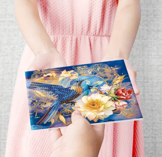 Preview: Diamond Painting 12 Packung-Grusskarten-Blumen-Rosen-Vogel-Dankeskarten